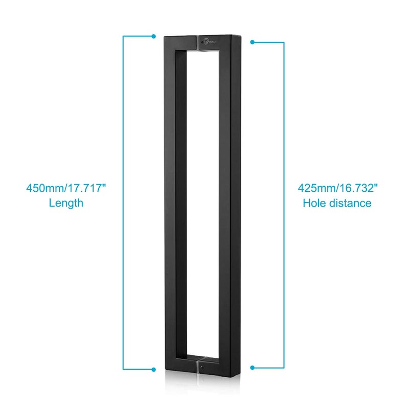 TOGU TG-R3825 مقبض باب سحب/مقبض باب حظيرة من الفولاذ المقاوم للصدأ SUS 304 بسمك 450 مم/18 بوصة، شكل مربع/مستطيل، تشطيب أسود غير لامع - Image 1